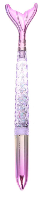 LED Textured Mermaid Metallic Iridescent LightUP Tail Ball Point Ink Pen w/Cap