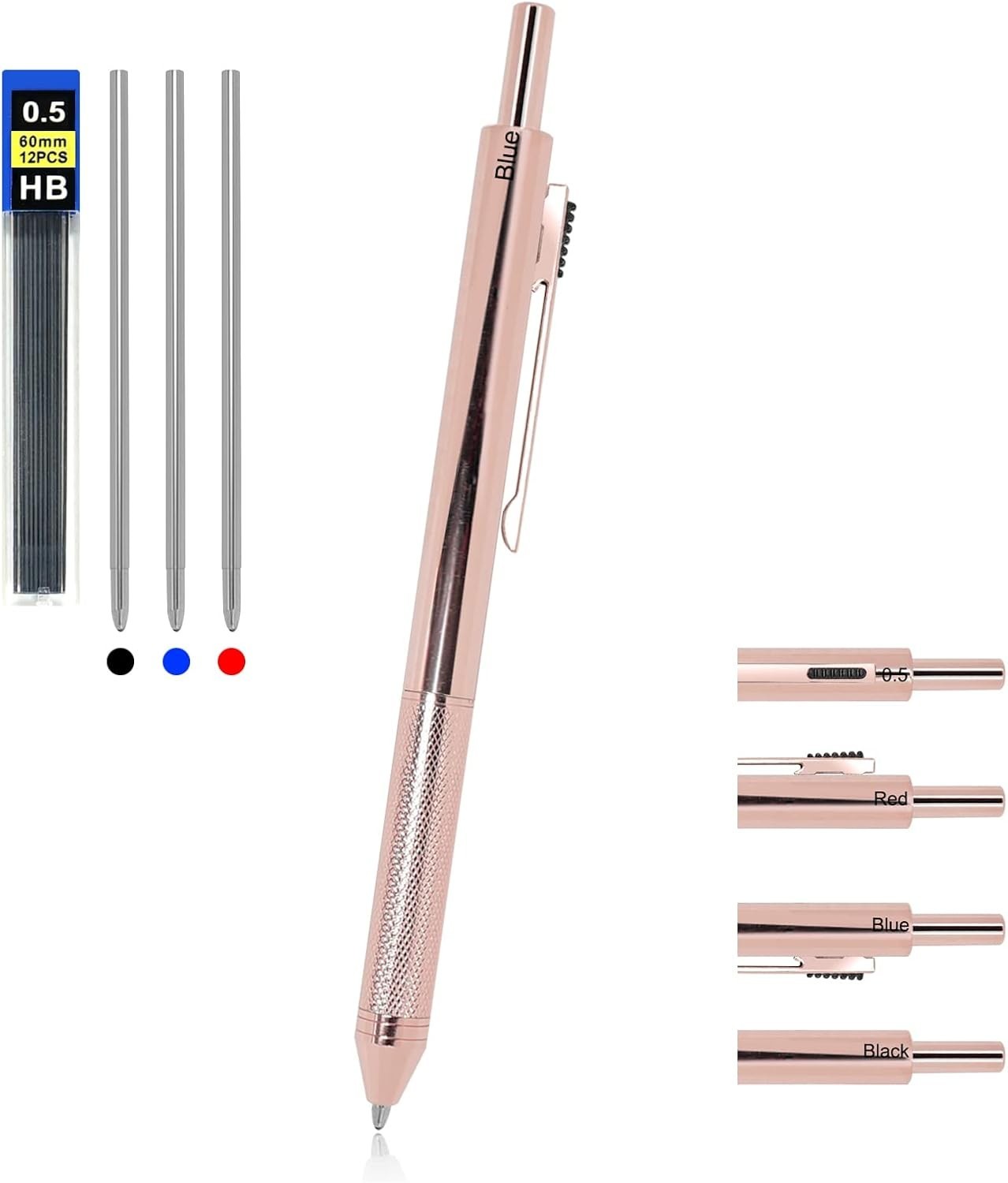 Multicolor pen 4 in 1 Multifunction Pen with Metal Cased 0.5mm Mechanical Pen…
