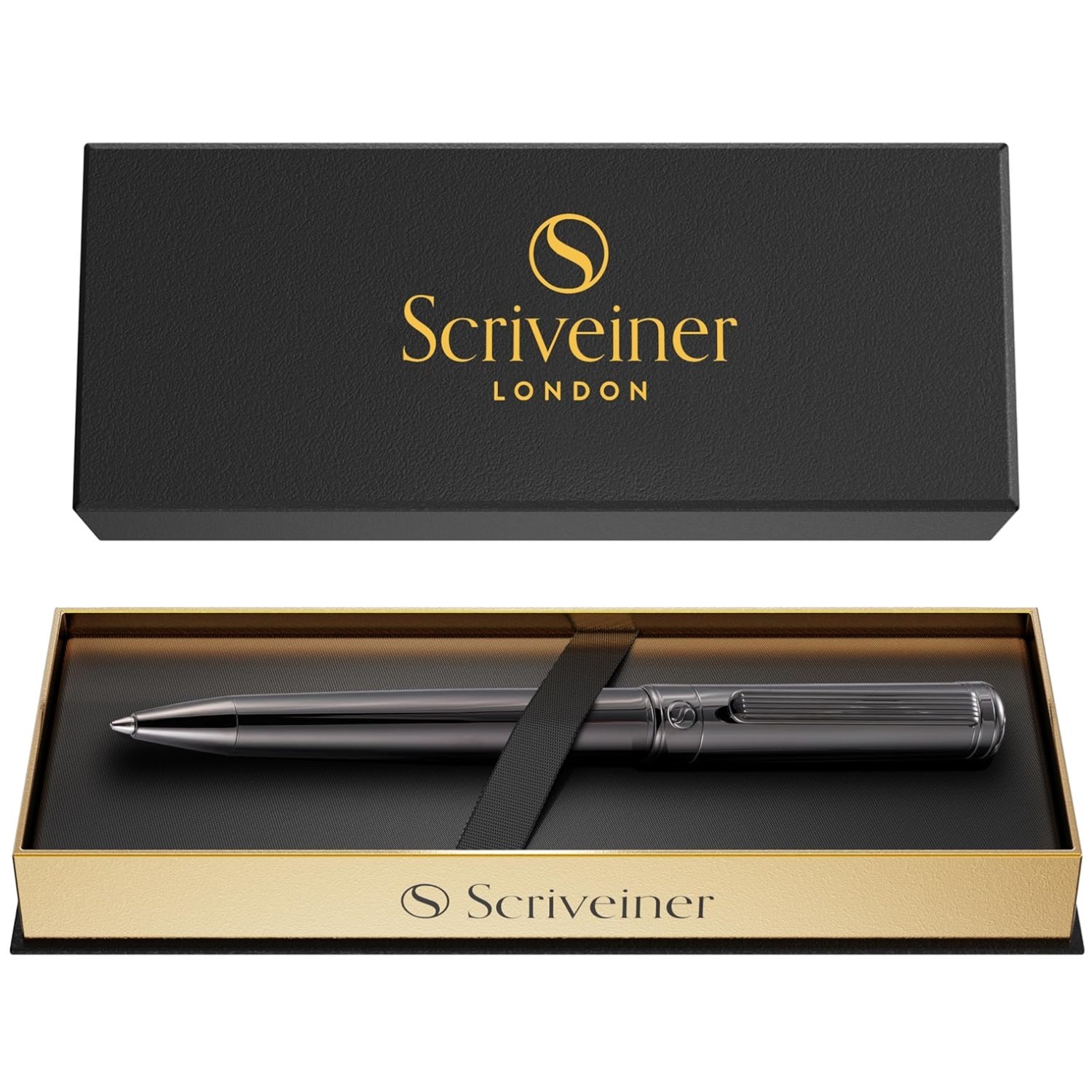 Fancy Designer Gun-Metal Ballpoint Pen with Gift Box