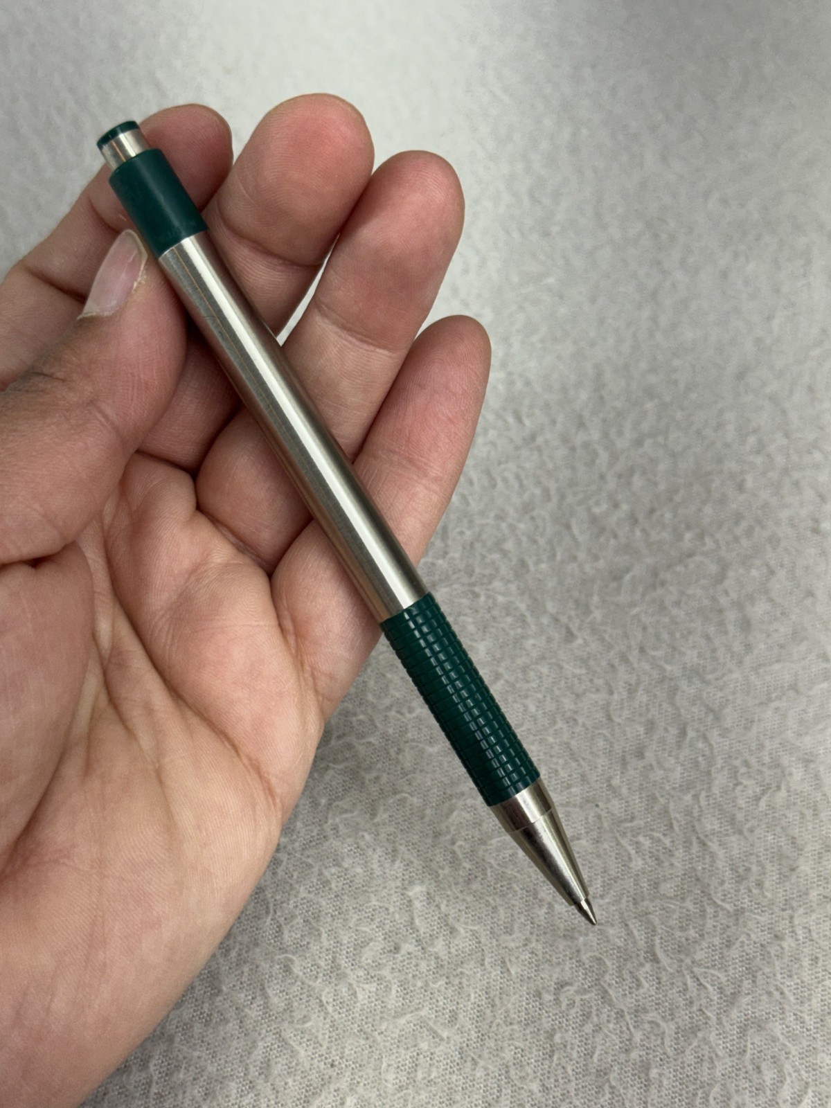 Vintage Zebra F-301 Ballpoint Pens Lot of 2 Green White Chrome Japan 0.7mm