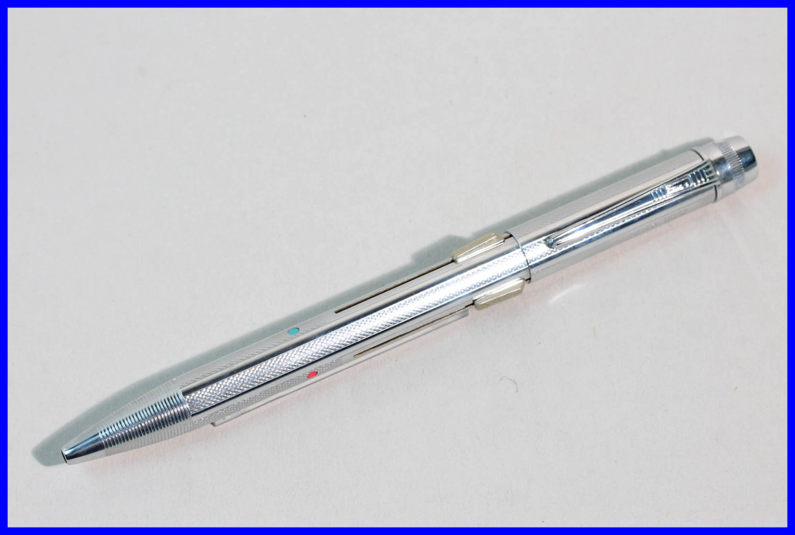 Perfect vintage FEND Chrome 3 Color Ballpoint Pusher Pen / special design