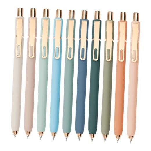 Gel Pens Black Ink Pens for Office 0.5mm Fine Point Pen Gold clip-10 pcs