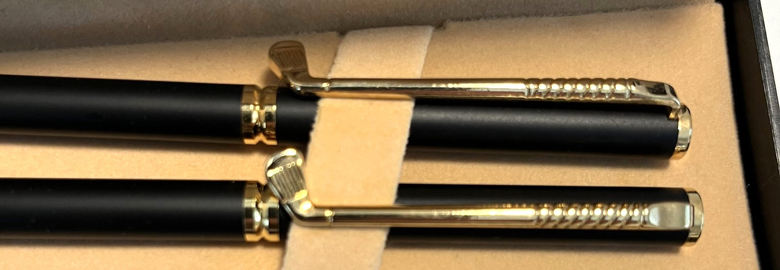 Black & Gold Golf Club Pocket Clip Writing Pen Ballpoint & Pencil Set in Box
