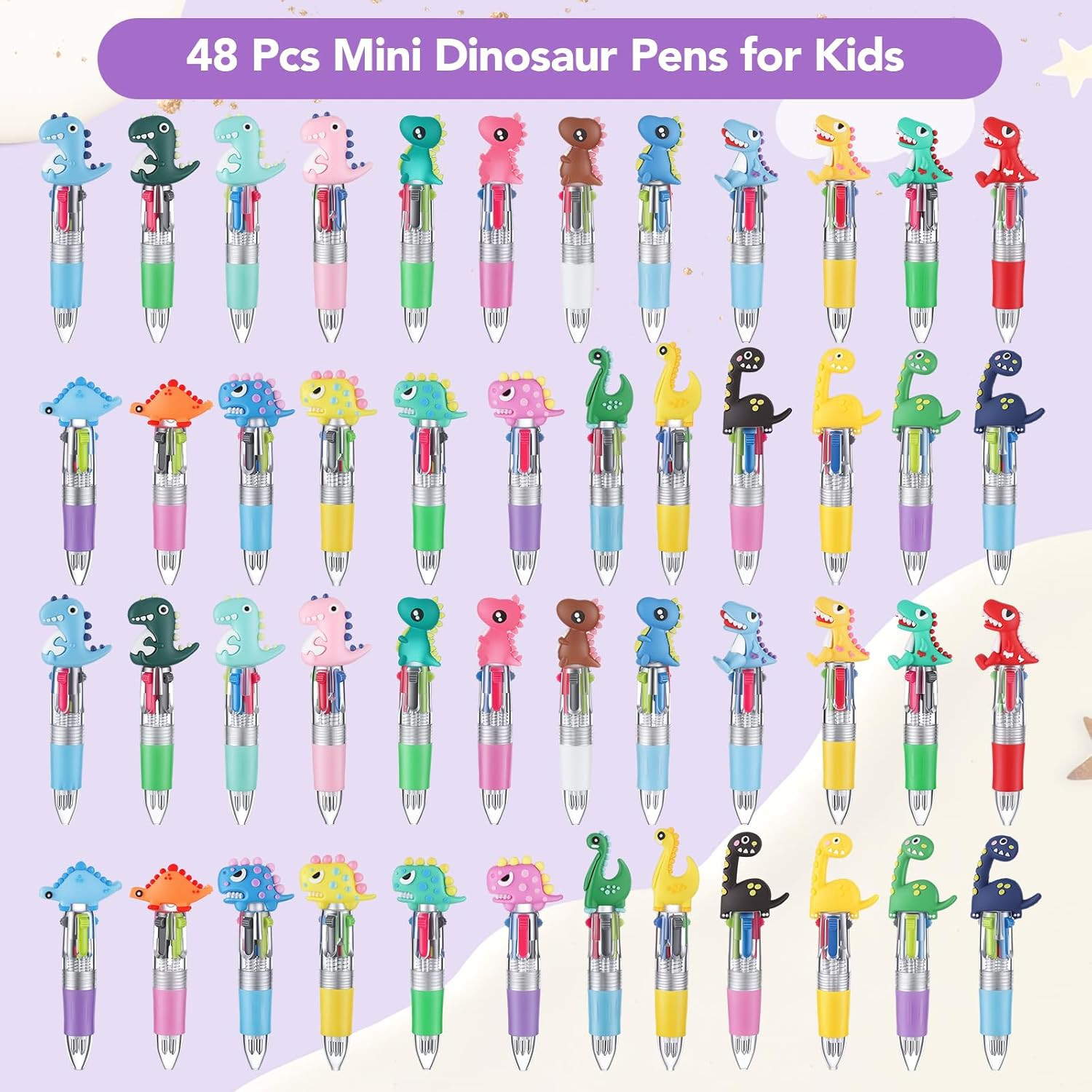48 Pcs Dinosaur Pens for Students, Cute Pen Gifts for Classroom 4-In-1 Fun Pen B