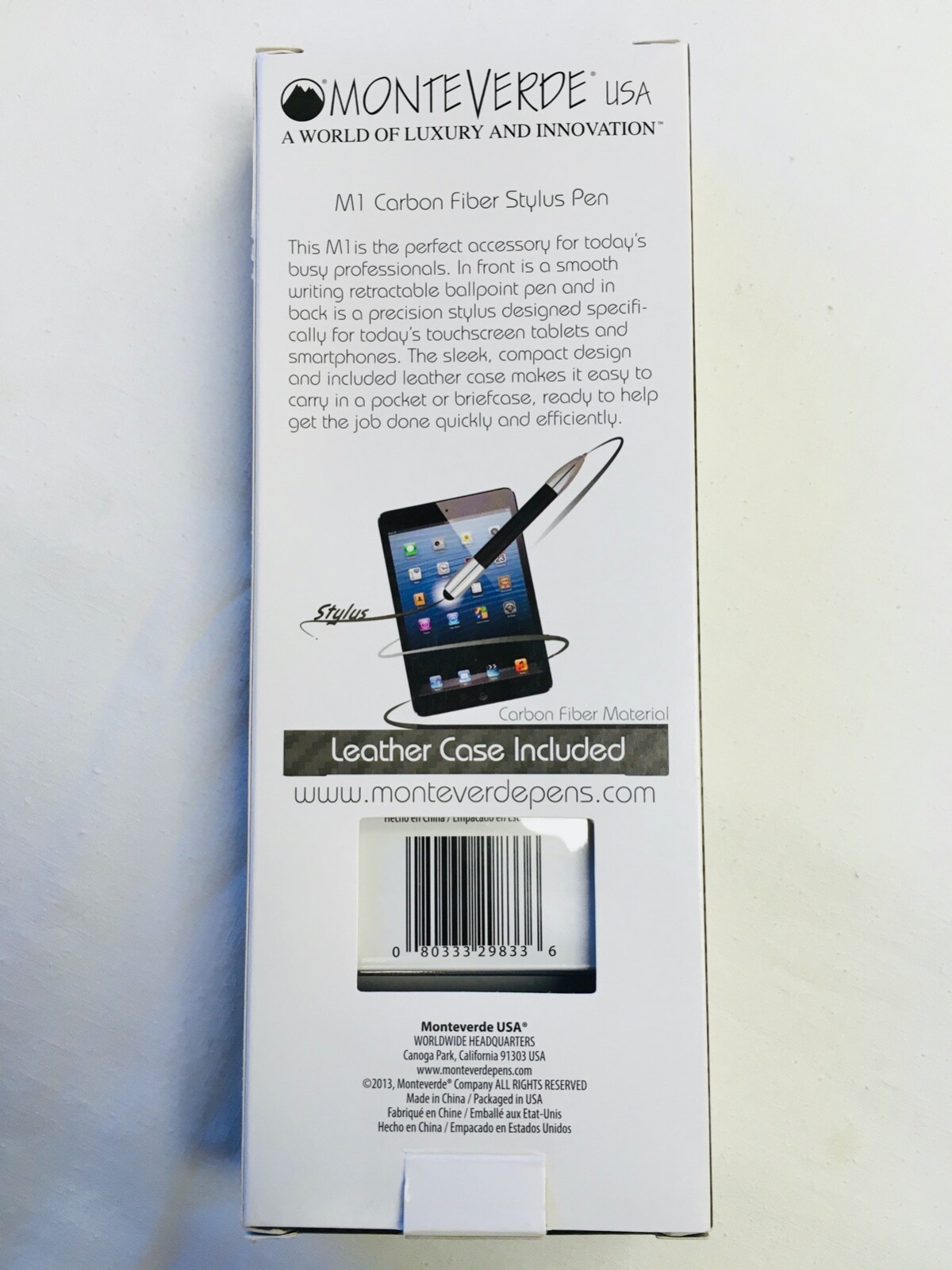 Monteverde M1 Carbon Fiber Stylus Pen Black Chrome Trim NEW in Box