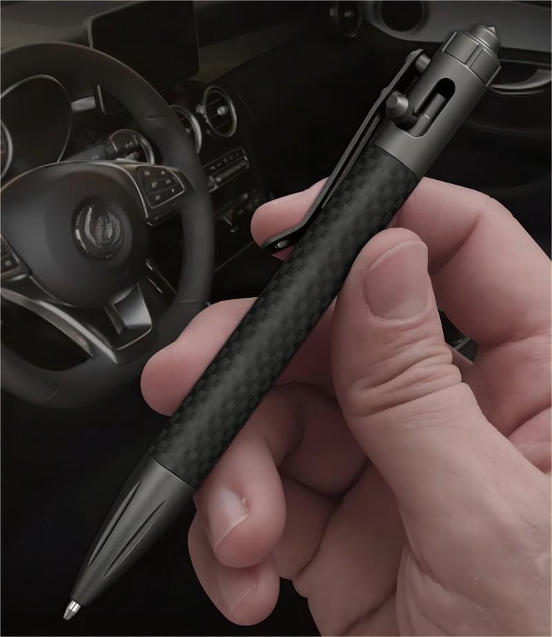 Titanium Carbon Fiber Ballpoint Pen Bolt Action Signing Writing Pocket Pen EDC