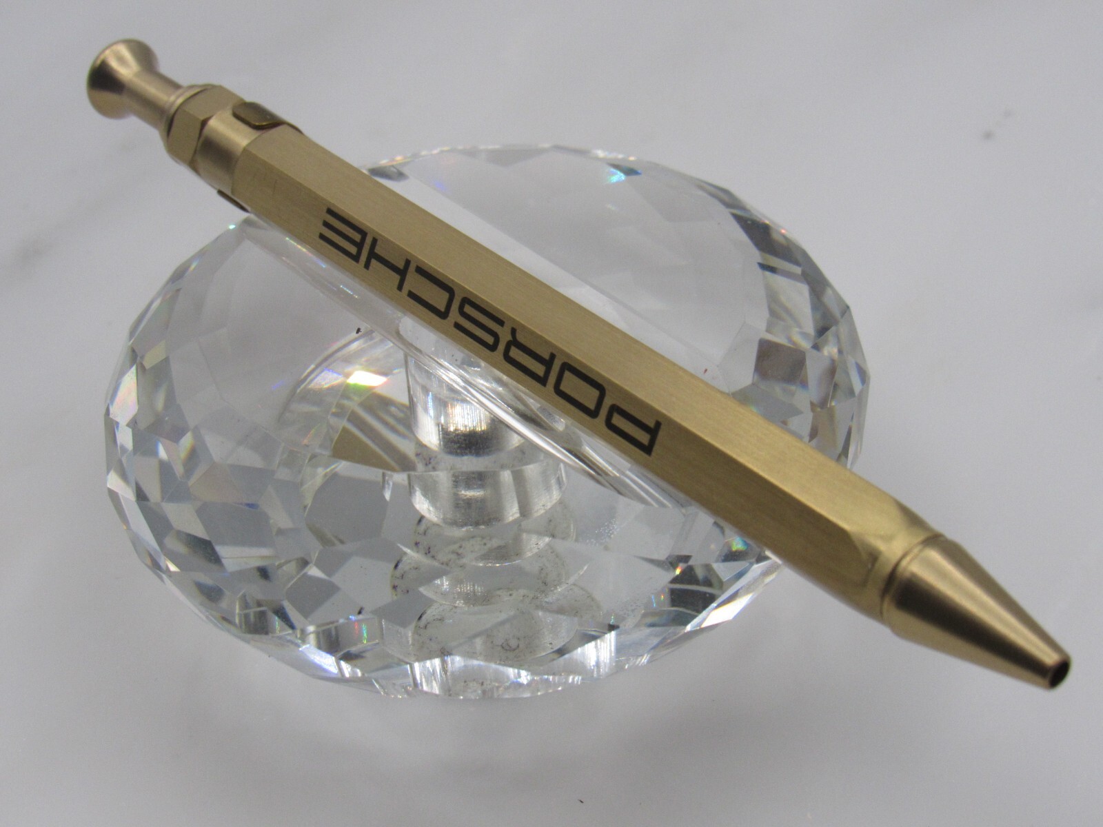 RARE HIGH QUALITY HEAVY SOLID BRASS PORSCHE CLICK BALL POINT PEN W/POCKET CLIP