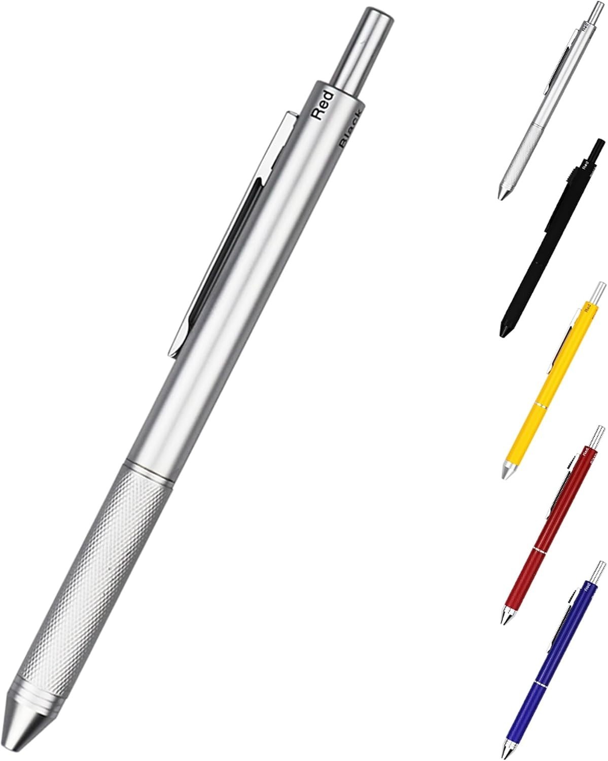 4 in 1 Multicolor Pen, Metal Cased Multifunction Ballpoint Pen, 0.5mm Mechani…
