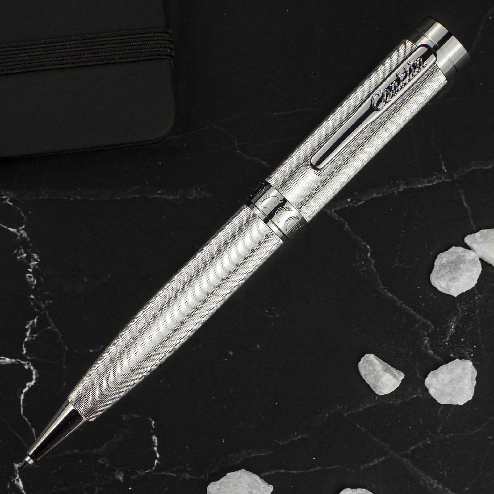 Conklin Herringbone Signature Ballpoint Pen, Silver, New in Box