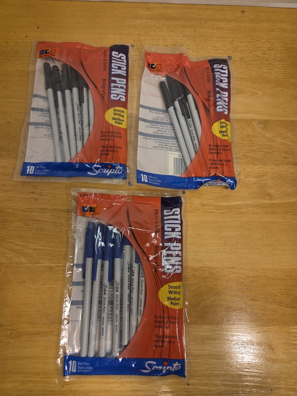 Vintage Scripto Stick Pens – 10 Blue, 20 Black – 2001 NOS Sealed
