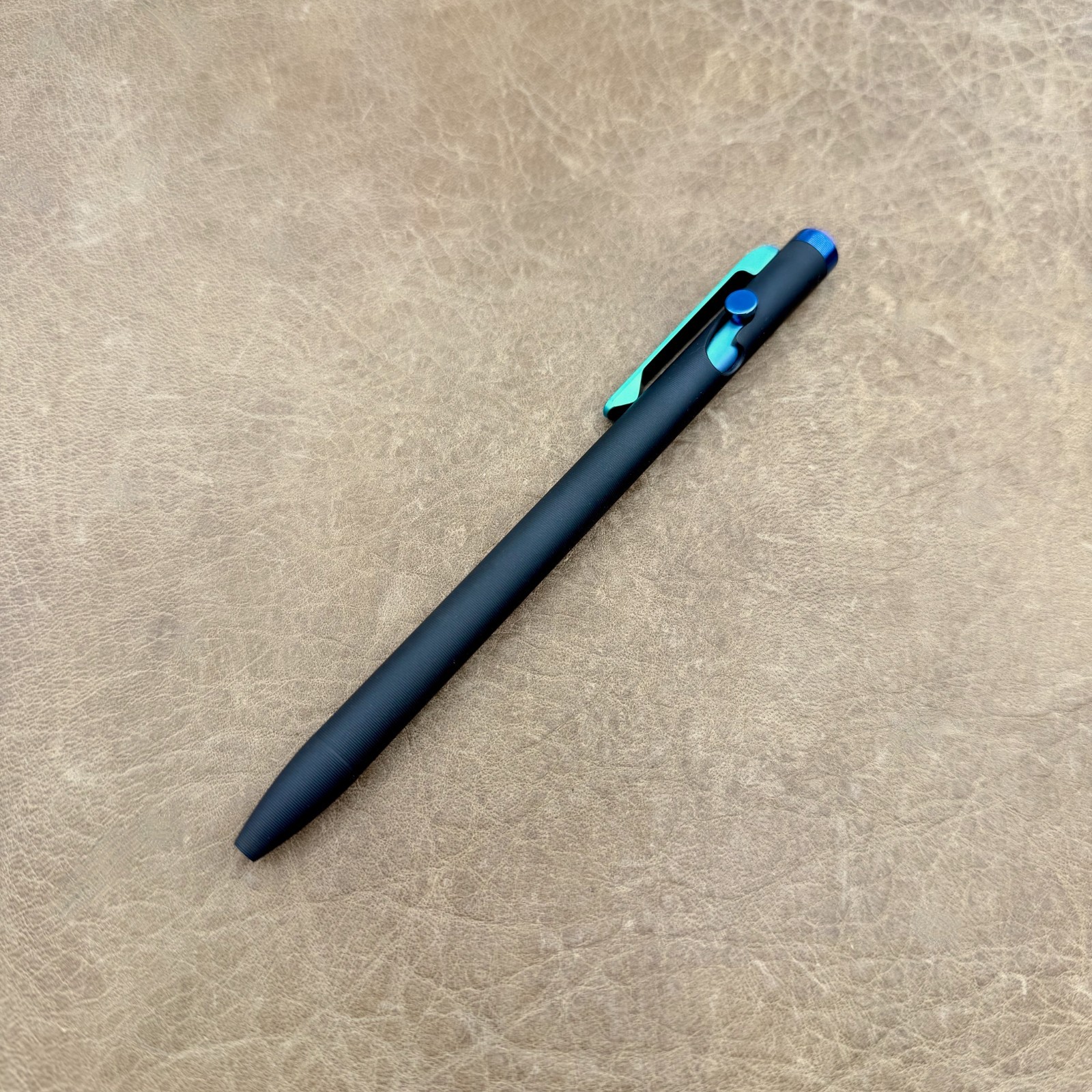 Tactile Turn – Titanium Slim Bolt Action Standard Size Pen Tribal Black & Teal