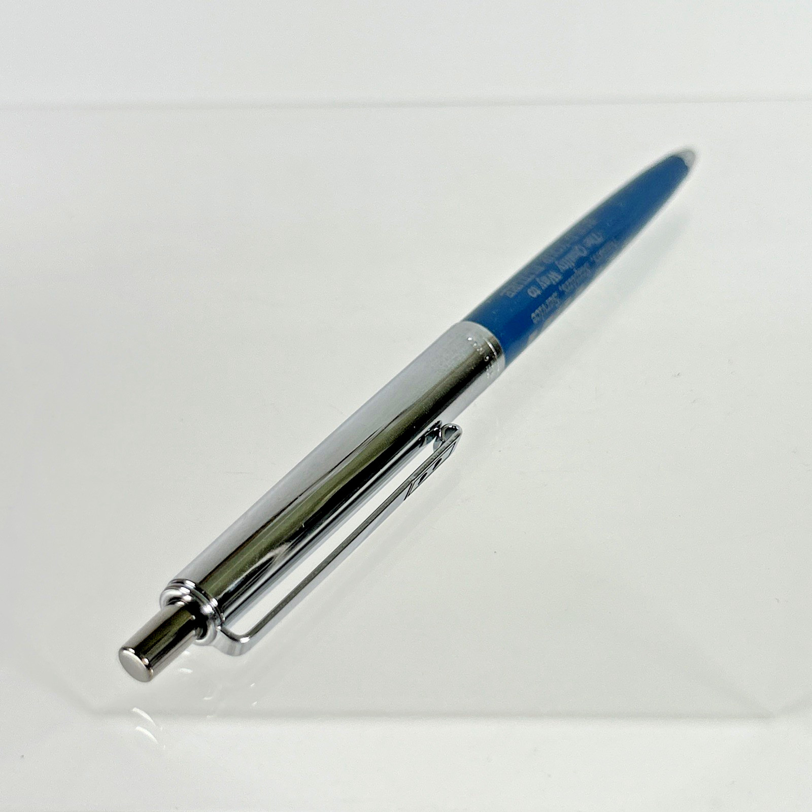 DOU-FAST Paper Mate Blue Chrome Slim Profile Double Heart Vintage Ballpoint Pen