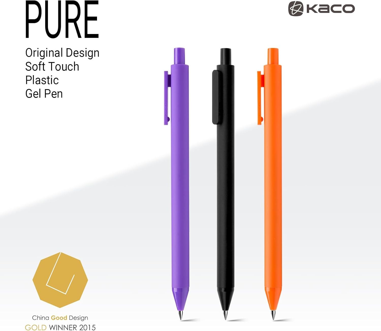Kaco PURE Colored Gel Pens 0.5mm 20 Pieces Set Colorful Multi-color Ink Fine Poi