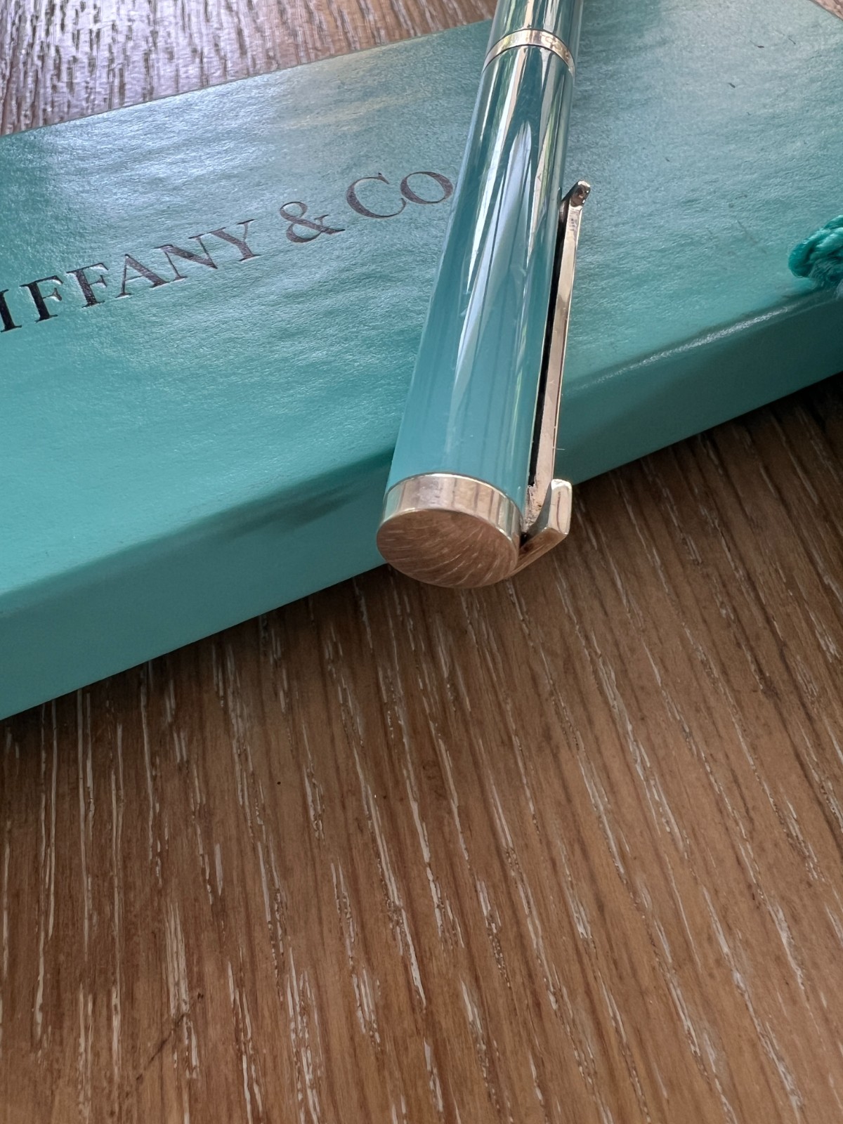 Tiffany & Co Blue Executive Ballpoint Silver «T» Pen ( Box & Pouch)