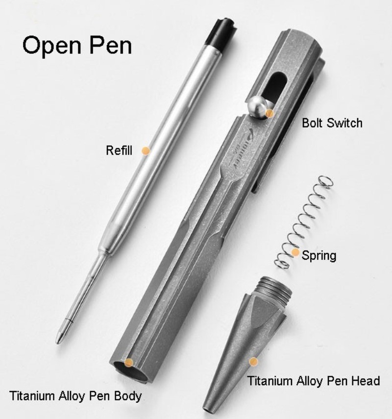 Titanium Bolt Action Ballpoint Pen EDC Pocket Pen Business Office Writing Gift