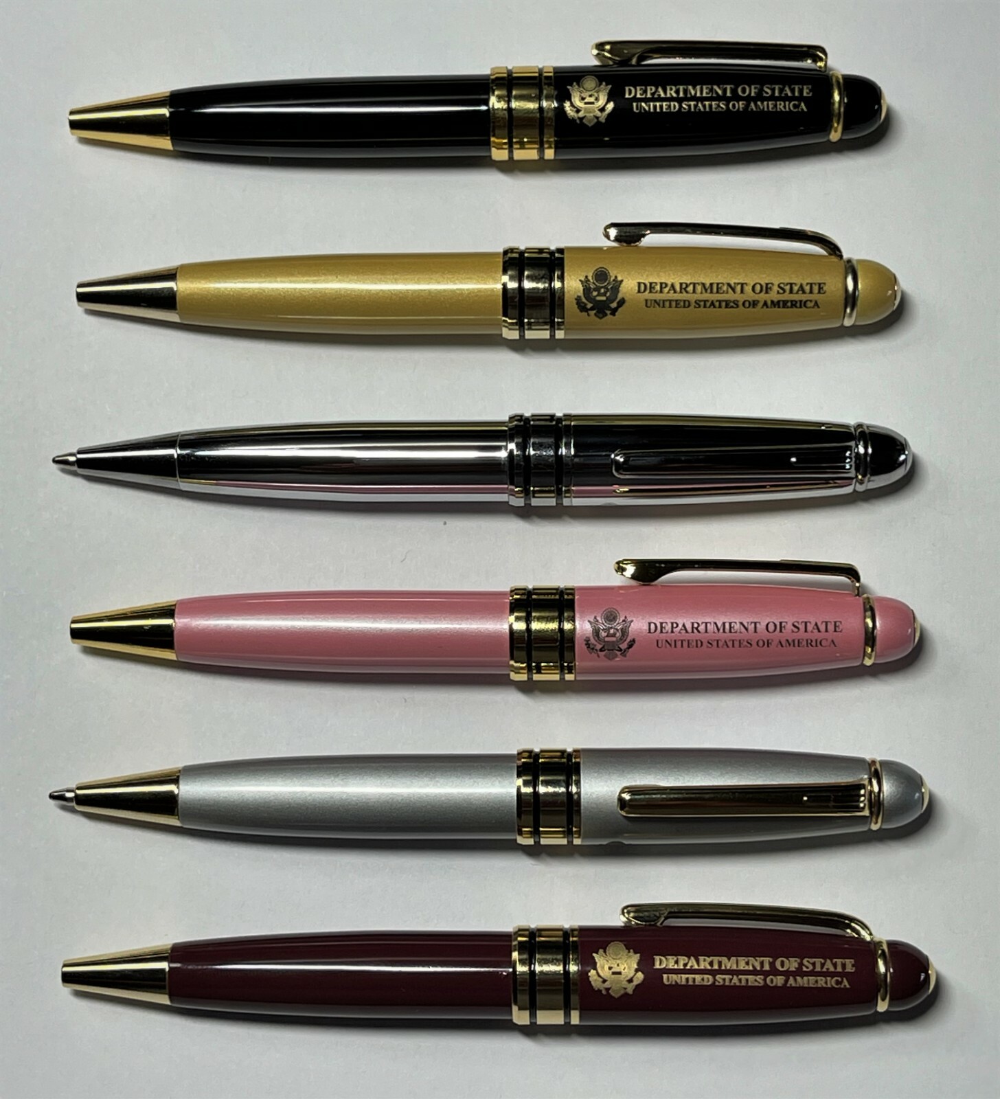 6 PIECES DEPARTMENT OF STATE MINI METAL TWIST BALLPOINT PENS