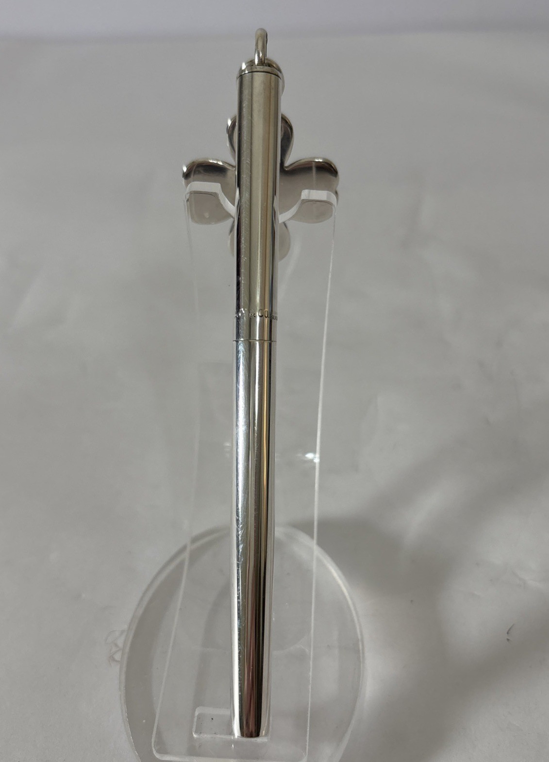 Tiffany & Co. 925 Sterling Silver Ballpoint Pen with Clover/Shamrock Charm 20g