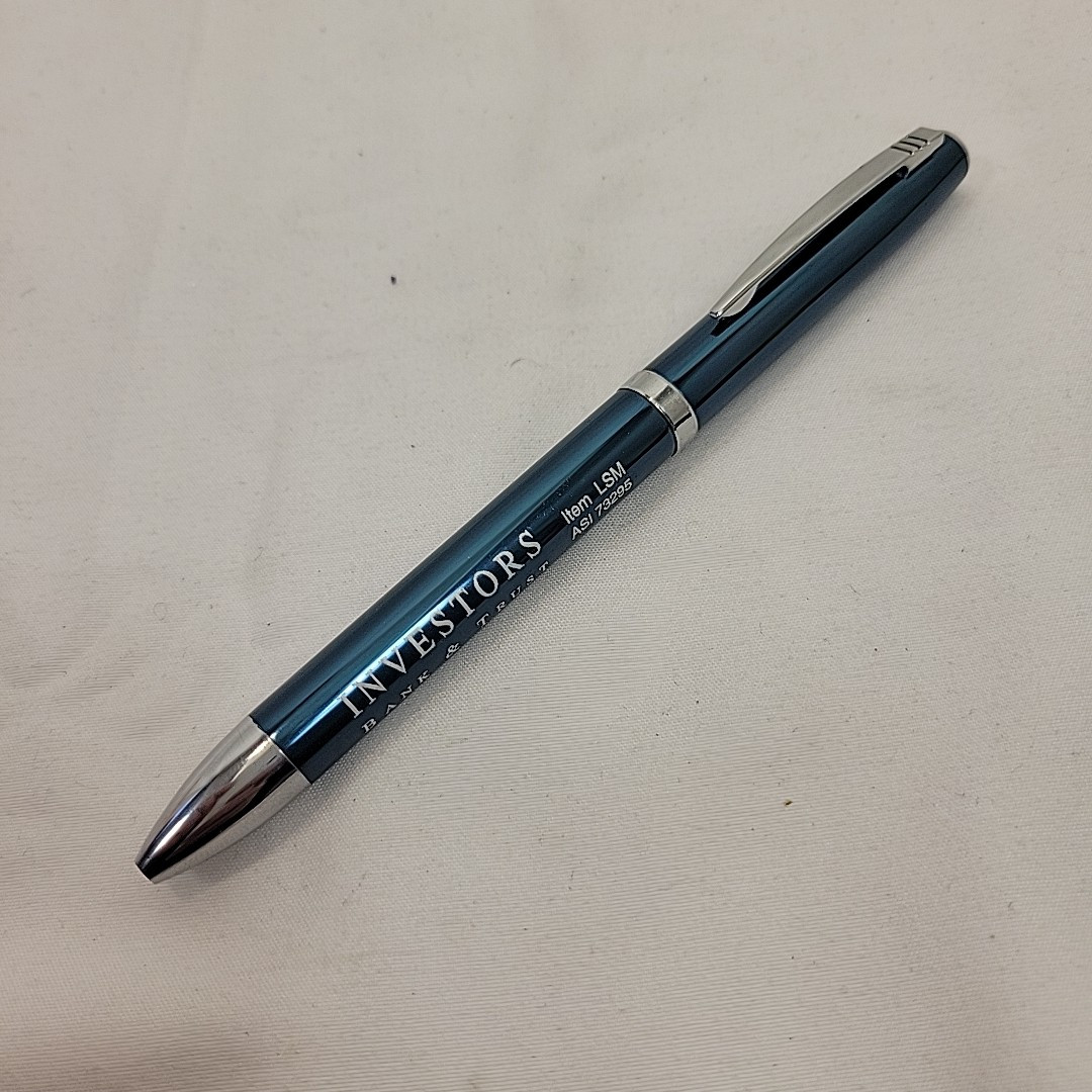 Investors Bank And Trust Promo Ballpoint Pen Black & Blue Ink Twist To Change