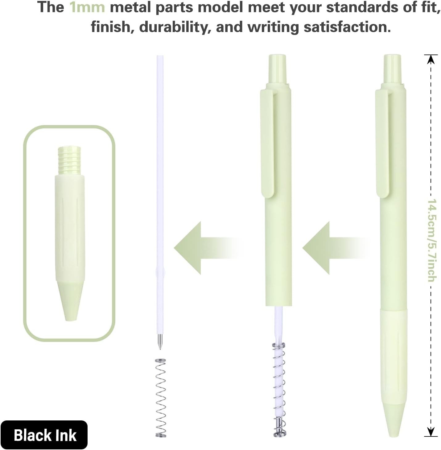14 Retractable Pastel Ballpoint Pens with Medium Black Ink – Ideal for All Ages