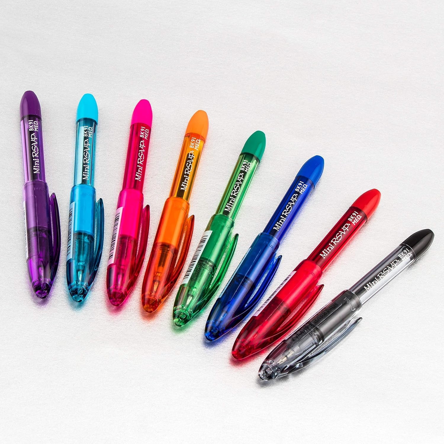 RSVP Mini Ballpoint Pens – Assorted Colors, 1.0mm Pack of 8 with Key Ring