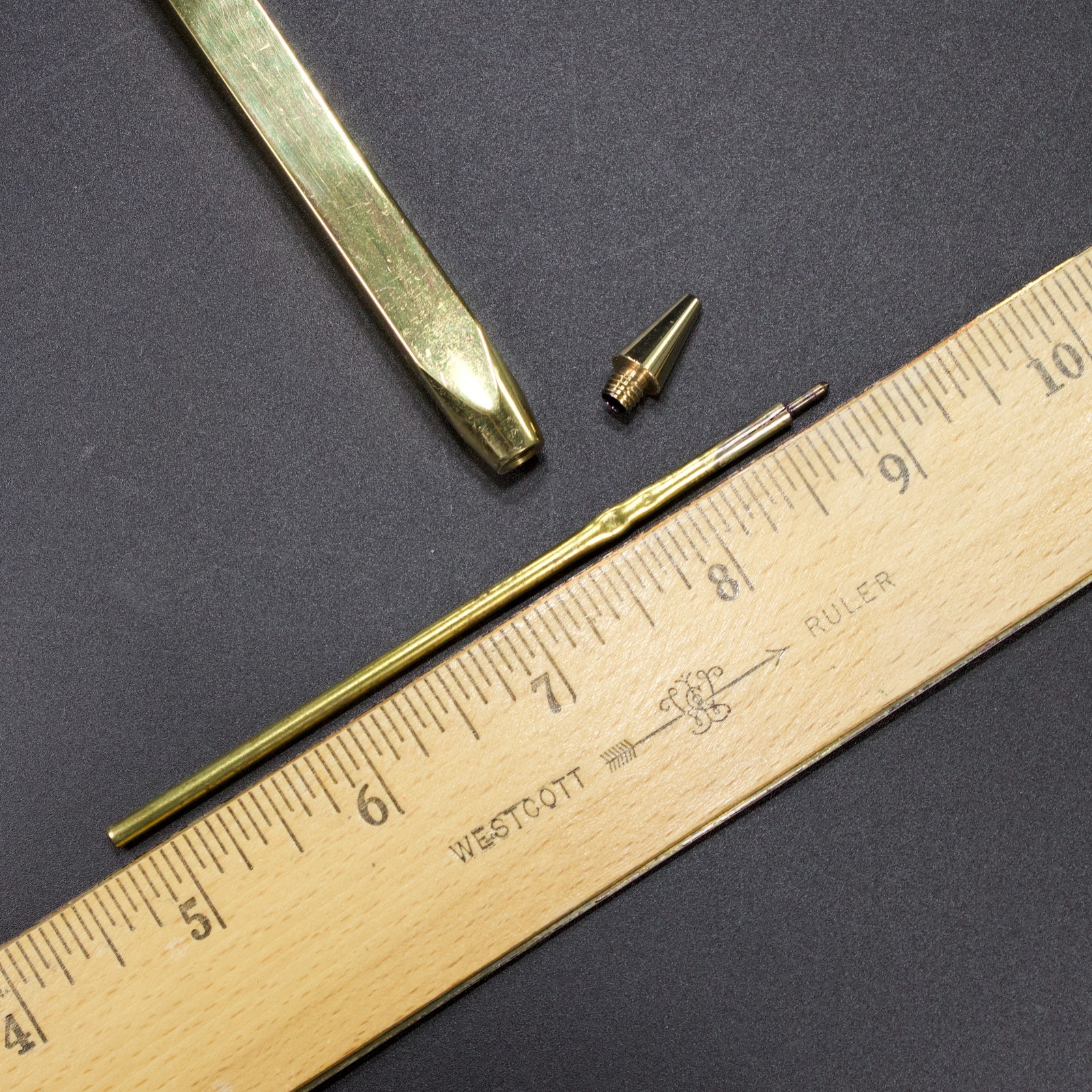 Solid Brass Square Ballpoint Pens Vintage Machined Chamfered Unbranded 5.25″
