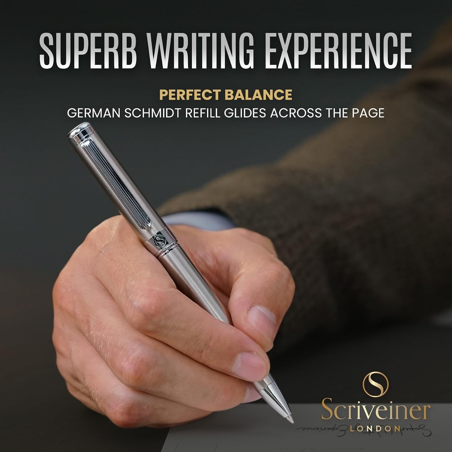 Stunning Luxury Stainless Steel Ballpoint Pen with Schmidt Refill – Perfect Gift