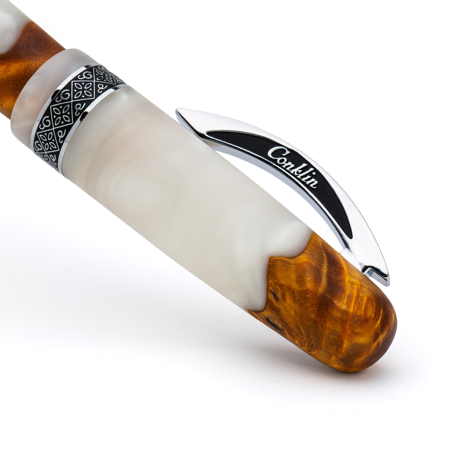 Conklin 1898 Spectra Fusion Rollerball Pen in White w/ Chrome Trim – Limited Ed.