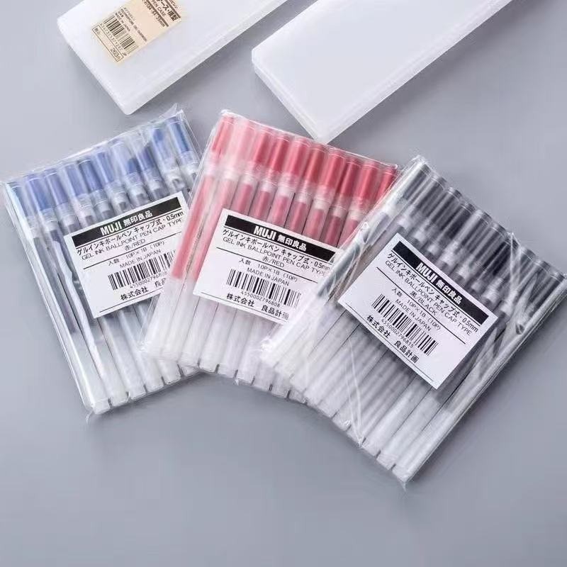 10PCS OLD Style Muji Gel Ink Pen Ballpoint Pens 0.38/0.5mm Smooth WritingRefills