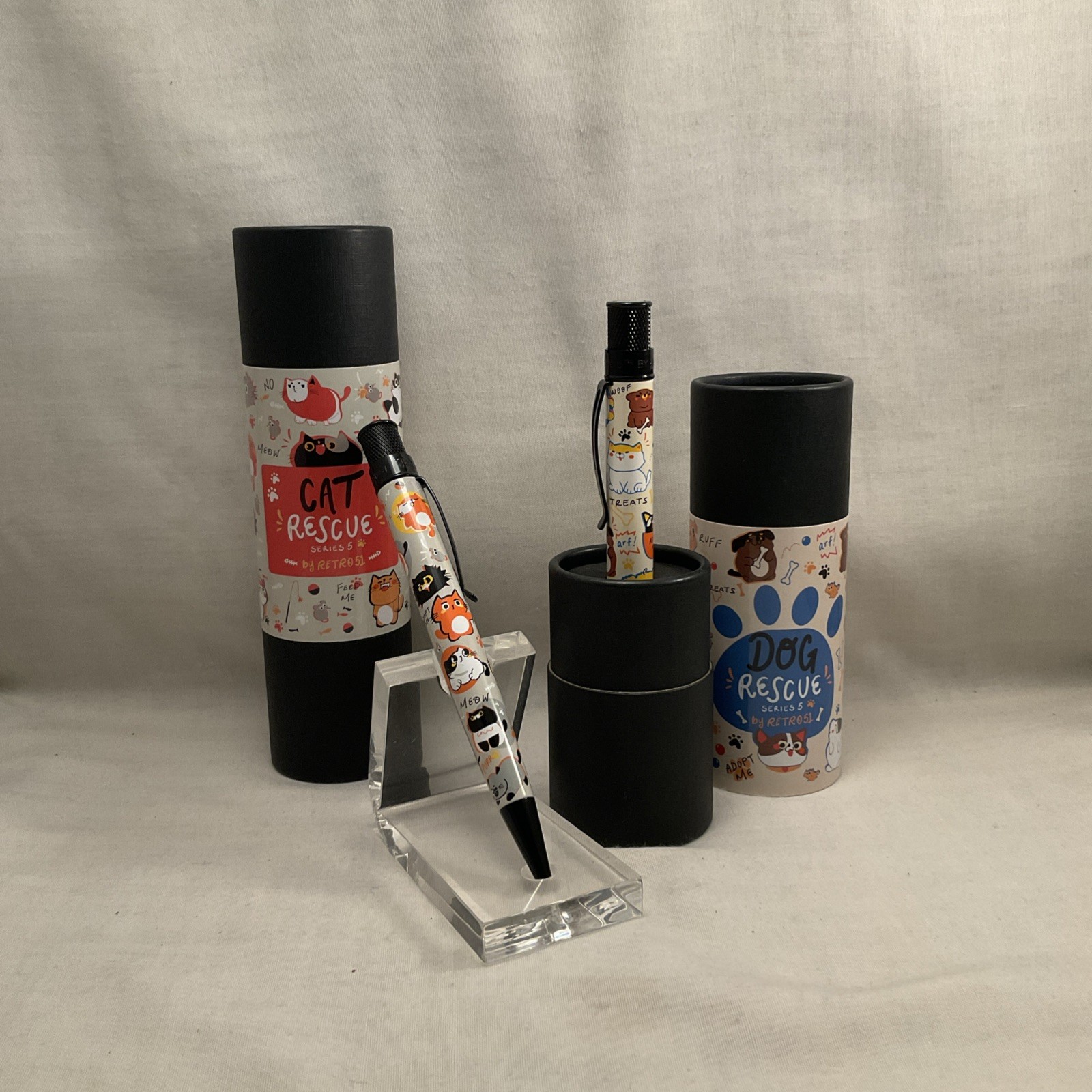 Retro51 Tornado Ballpoint Pens Dog & Cat Rescue Series 5 – Two Pen Lot, in Tubes