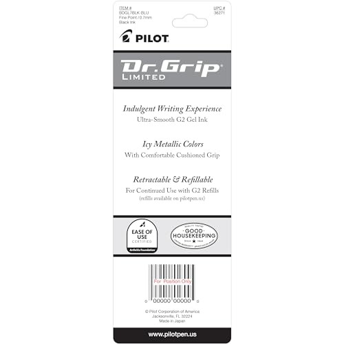 PILOT Dr. Grip Limited Refillable & 1 Count (Pack of 1) Blue Barrel Ball Pen