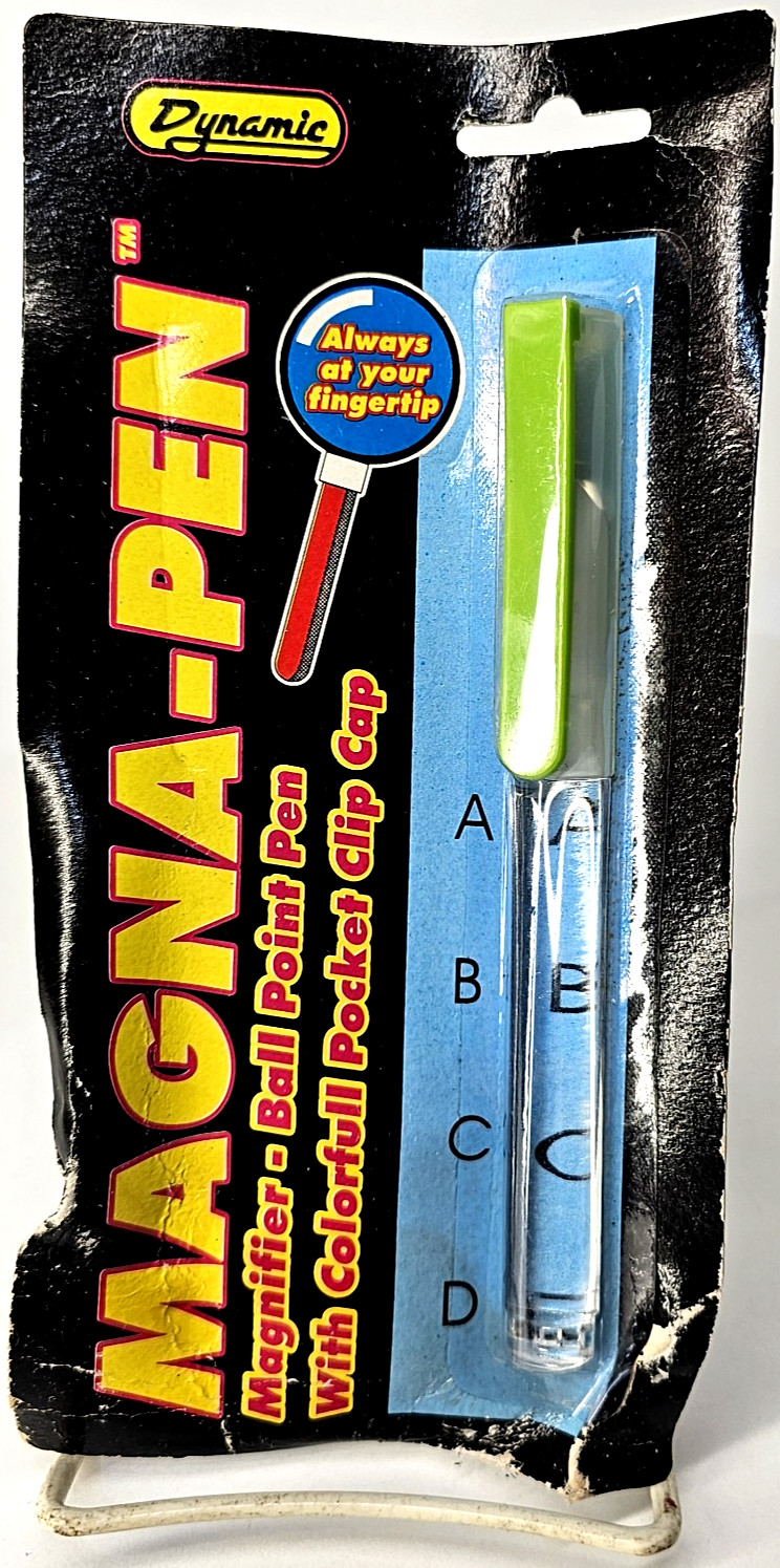 NOS Sealed Dynamic MAGNA-PEN MAGNIFIER-BALL POINT PEN Colorful Pocket Clip Cap