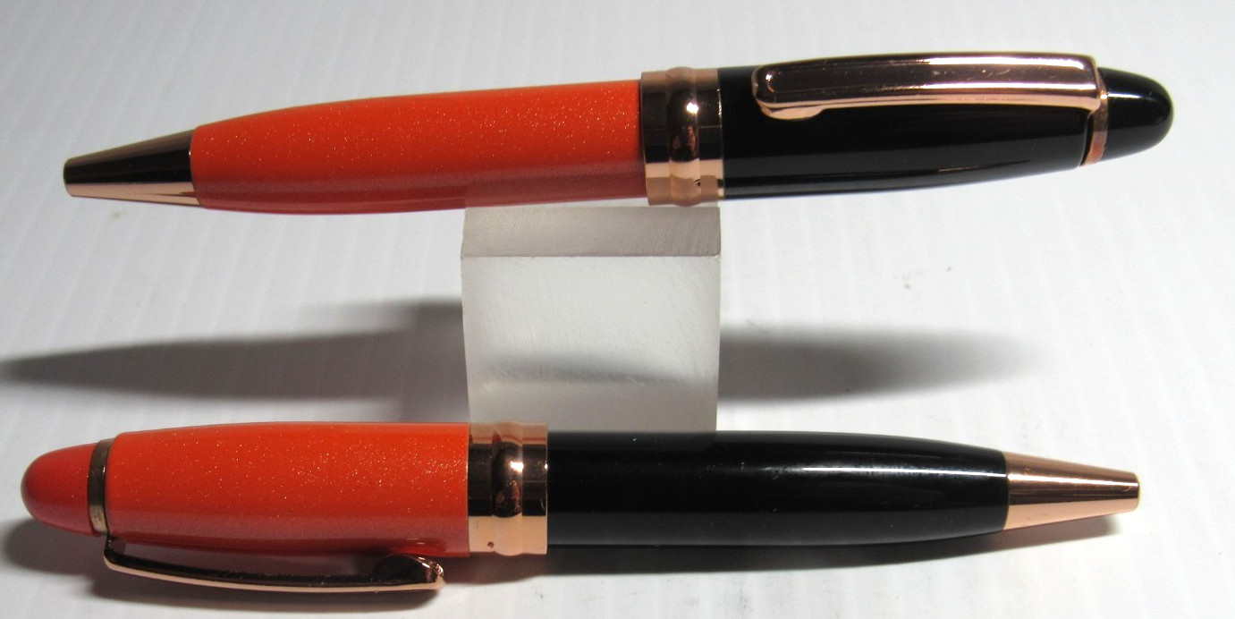 SET OF 2 Terzetti MINION Mini Metal Ballpoint Pens- Rose Gold Trim-Hefty 4″ long