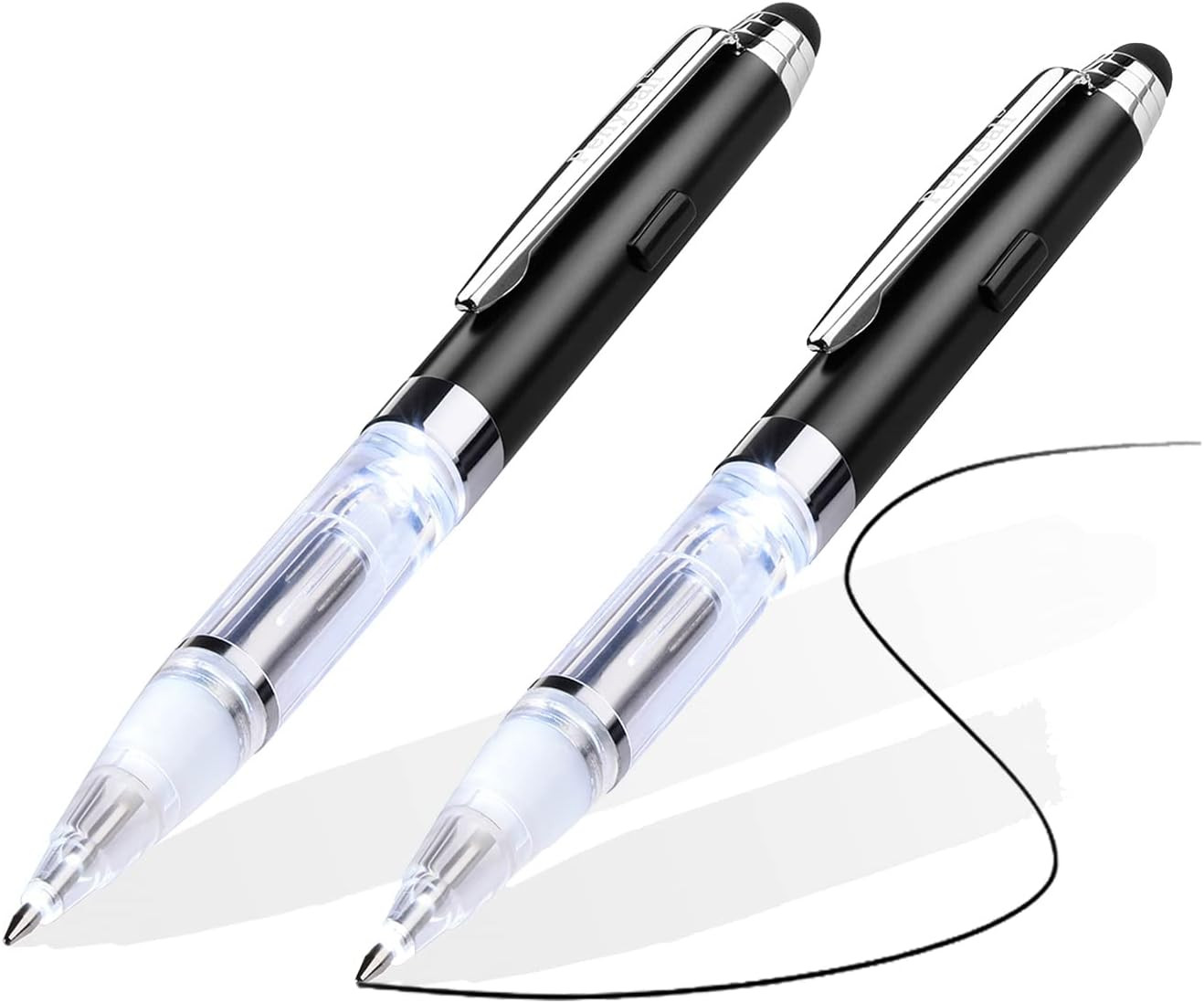 Penyeah Pen with Light and Stylus Tip (2 Cts), 3 in 1 Light up Pens with Rubber