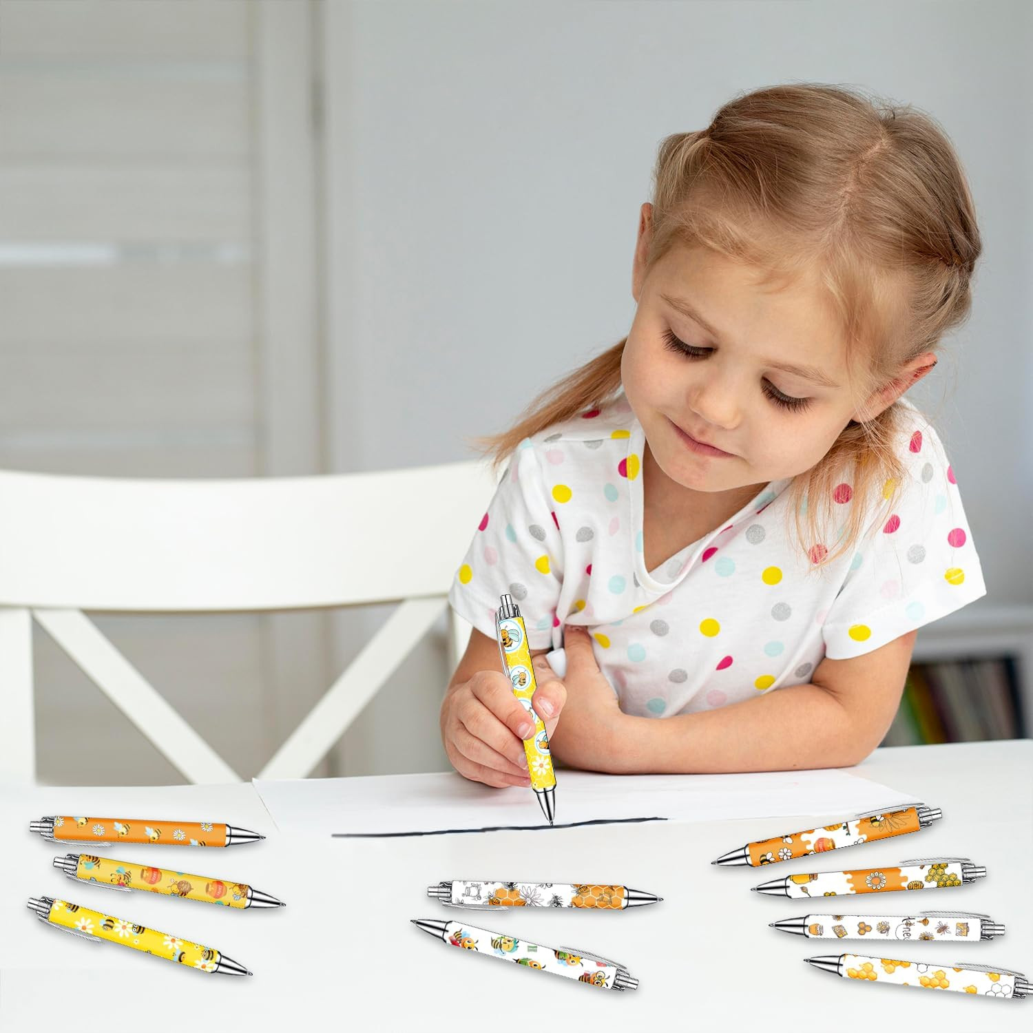Bee Pens Set – Cute Yellow & White Bumblebee-Themed Gel Pens for Teens, and Adul