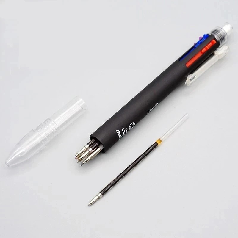6 in 1 Multicolor Ballpoint Pens 5 Colors Ball Pen 1 Automatic Pencil with Erase