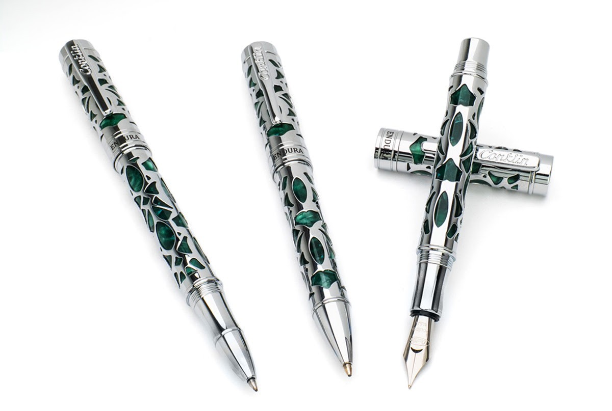 CONKLIN ENDURA GREEN DECO CREST BALLPOINT PEN NEW IN BOX