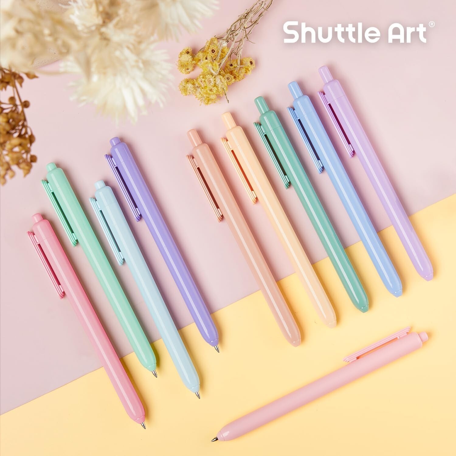 10 Versatile Pastel Ink Pens with Durable Clips – Ideal for Writing & Sketching