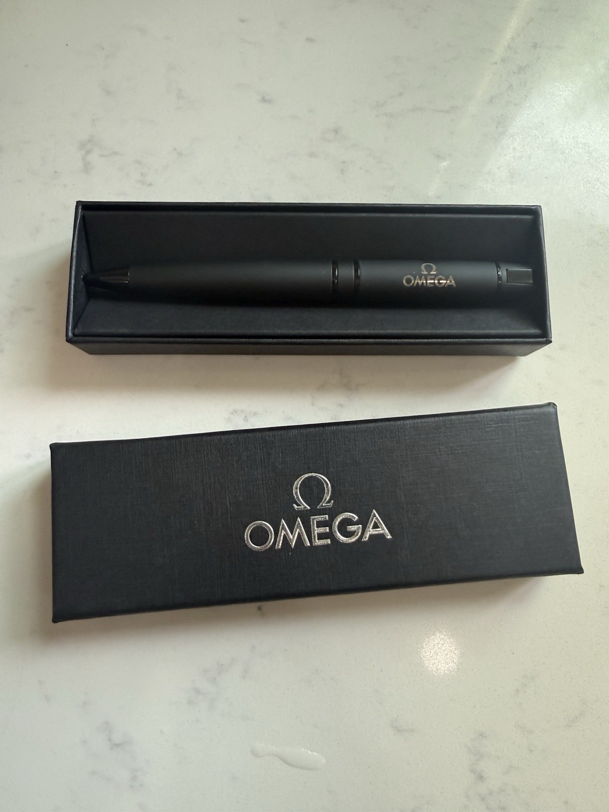 OMEGA Novelty Matte Black Metal Twisted Ballpoint Pen
