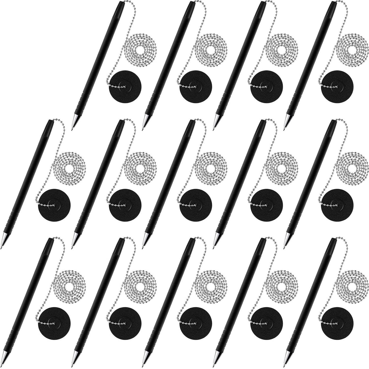 14 Pieces Secure Pen with Chain and Adhesive Pen Holder Reception Counter Bal…