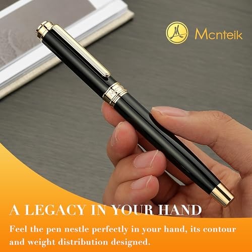 317 Fountain Pen,Stunning Luxury Piano Black and 24K Gold Medium Nib