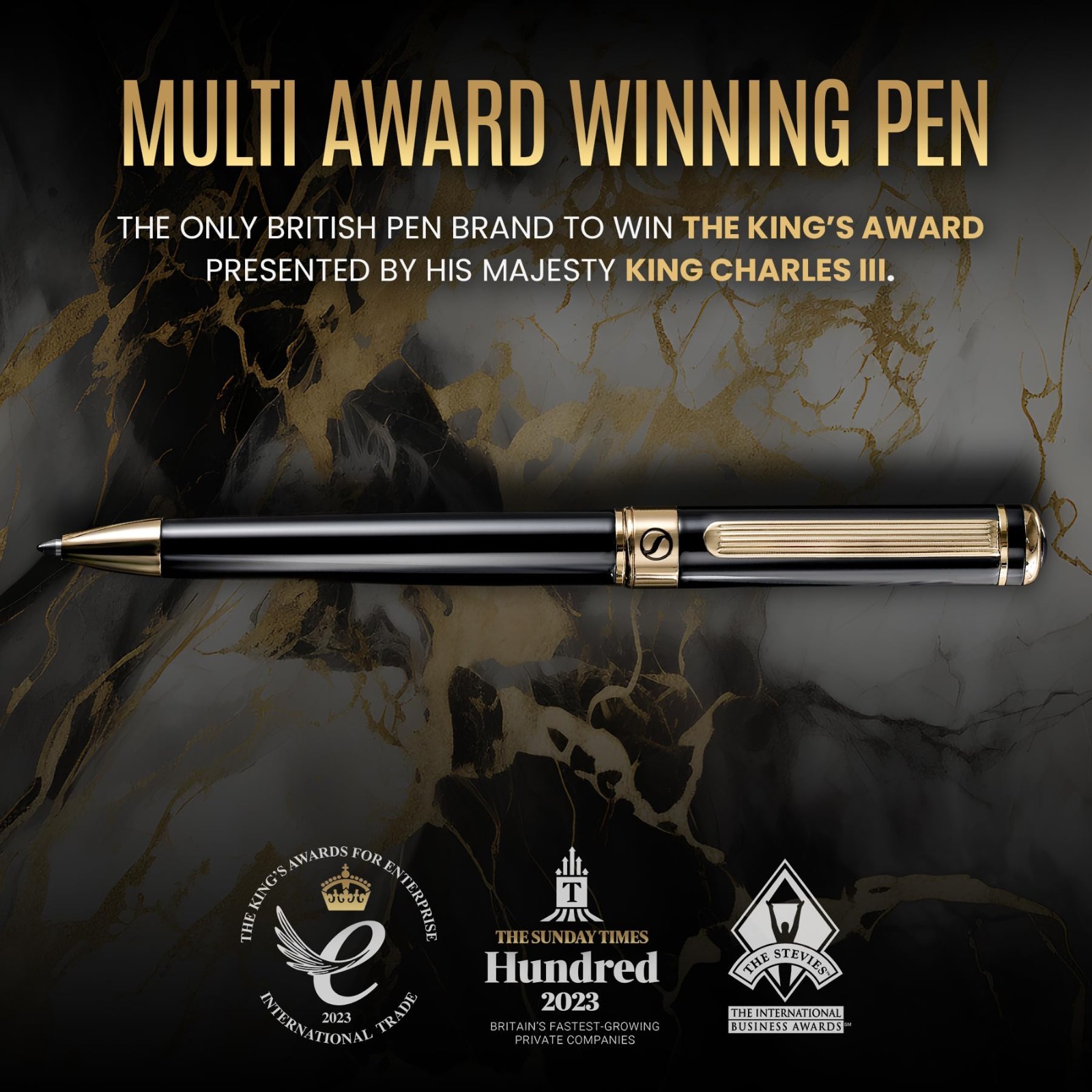 Luxury Black Lacquer Ballpoint Pen, Real Gold Plating, Schmidt Refill, Gift for