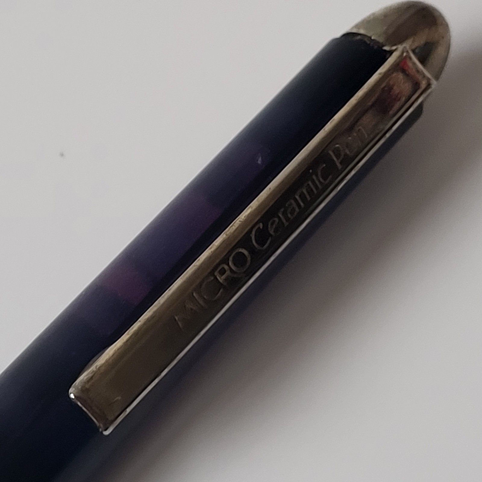 Vintage Micro Ceramic .5mm Ball Point Pen Purple Black Colors Gold Trim Montana