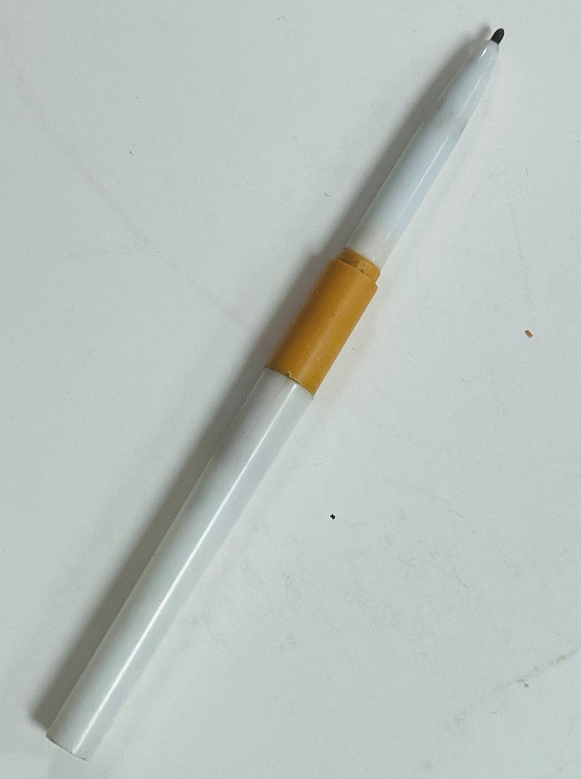Vintage Cigarette Shaped White & Tan Ballpoint Pen USA 1950s – 1960’s Dry Ink