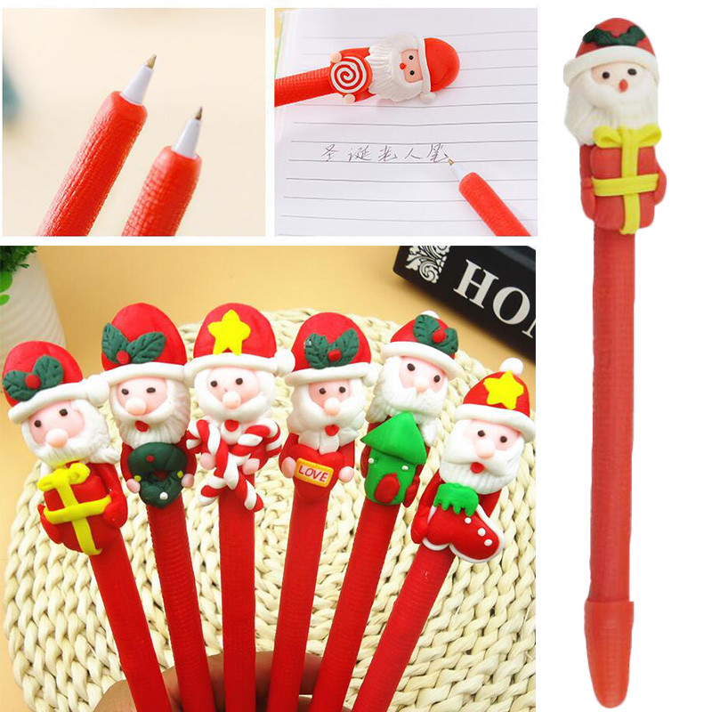 HOT Cartoon Christmas Santa Claus Ballpoint Pen School Supplies Kids Gift Random