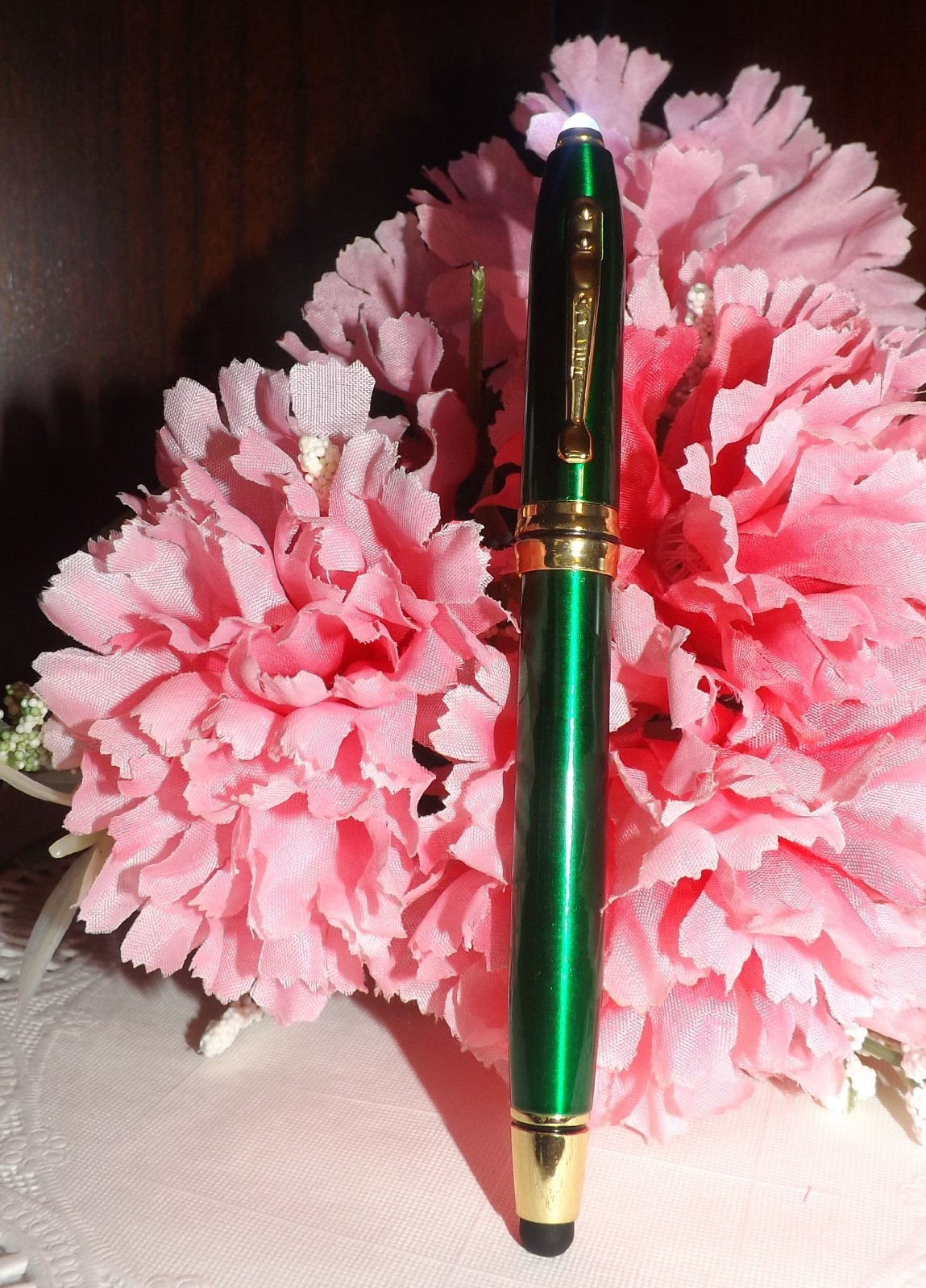 3 in 1 Royale Excel Tech Green Ballpoint Stylus LED Adler Pen (HIGH QUALITY)