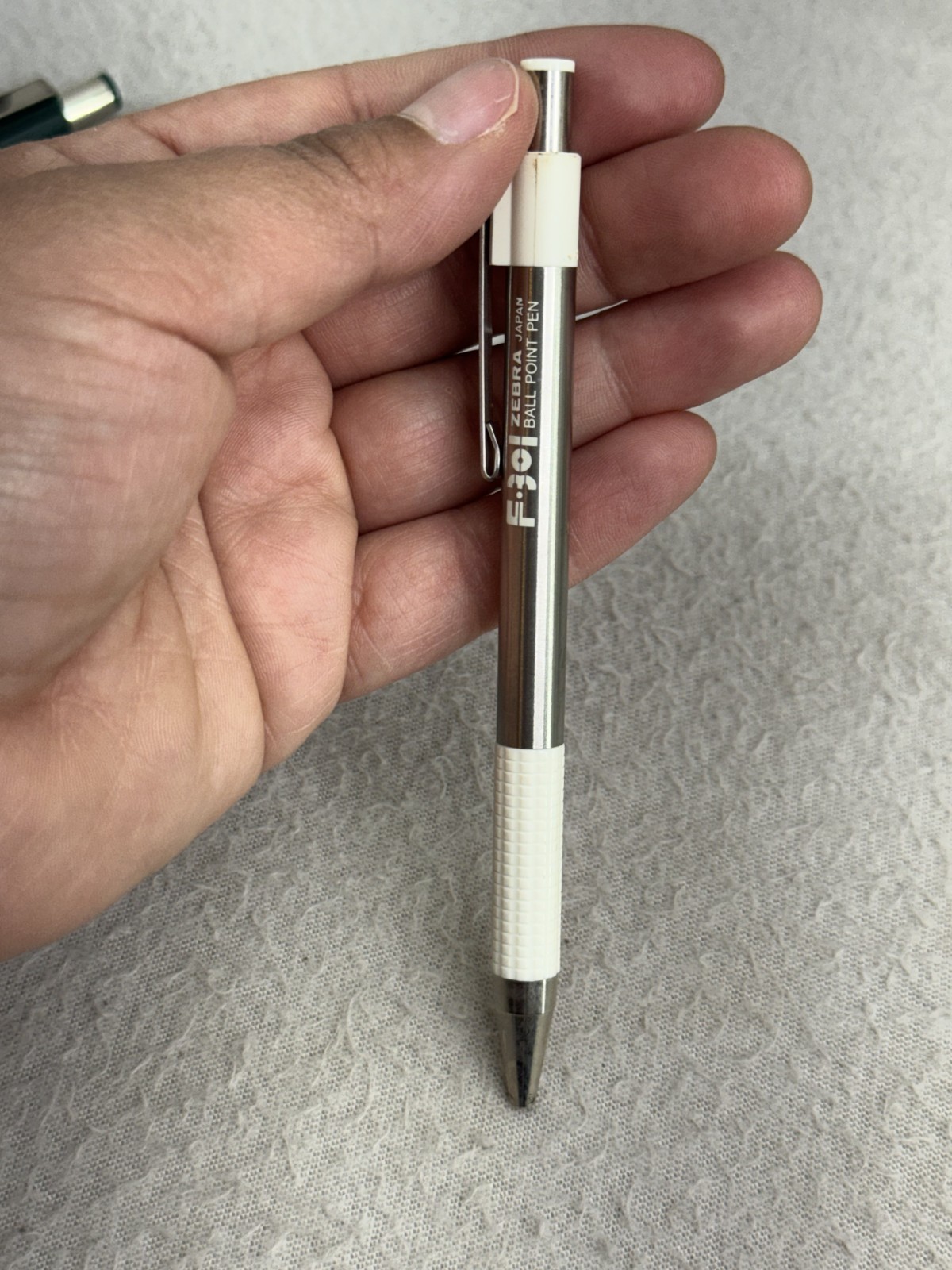 Vintage Zebra F-301 Ballpoint Pens Lot of 2 Green White Chrome Japan 0.7mm