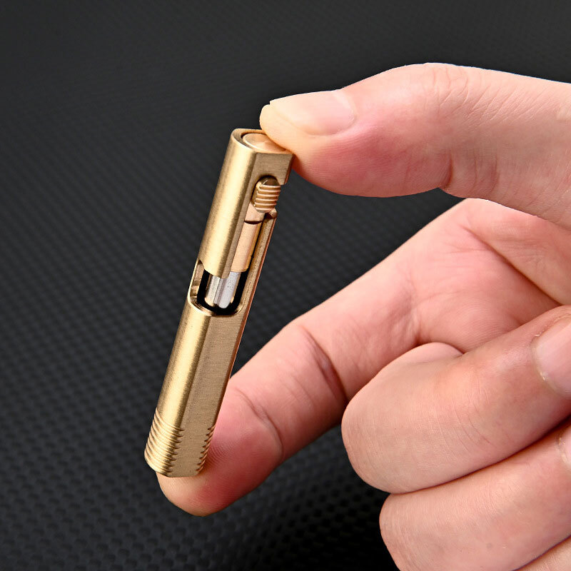 Mini Pocket Keychain Brass Bolt Action Ball Pen w/ 1pcs Refills Outdoor EDC Tool