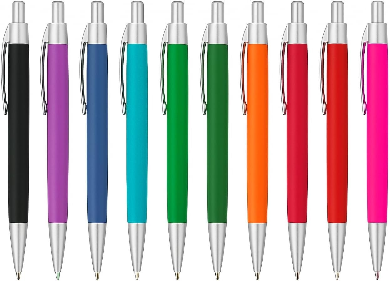 10PCS Ball Point Pens BLACK Gel Ink Pen Smooth Writing – Medium Point