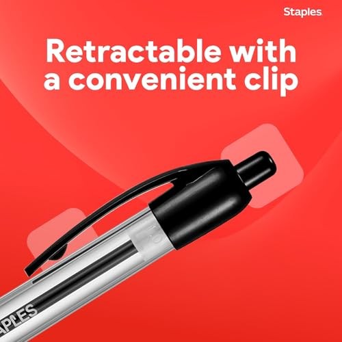 Retractable Ballpoint Pens, Fine Point, Black Ink – Smooth, Reliable 12 Pack
