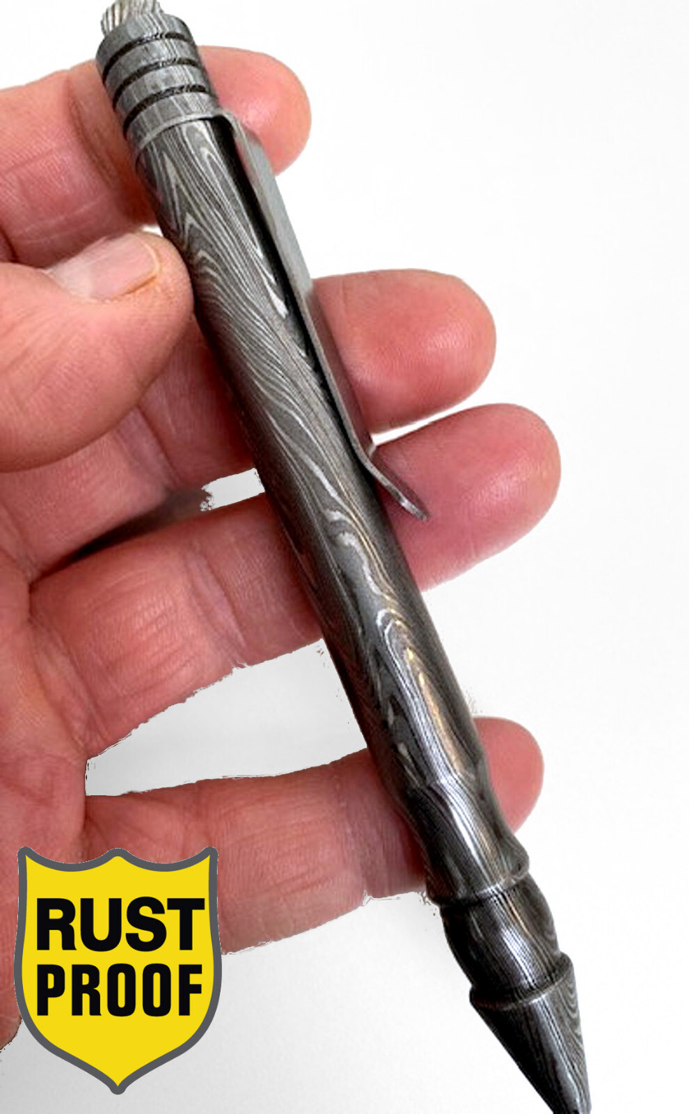 Hand Forged Gunmetal Damascus Steel Handmade Ballpoint Gift Luxury Screw-in Pen